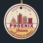 Décoration En Céramique Emblème Skyline Ville Phoenix Arizona<br><div class="desc">Phoenix minimaliste,  design d'art coloré avec des monuments et des points de repère de la ville en Arizona.</div>