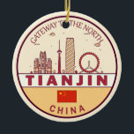 Décoration En Céramique Emblème Tianjin China City Skyline<br><div class="desc">Design d'art minimaliste et coloré de Tianjin,  avec monuments et monuments de la ville en Chine.</div>