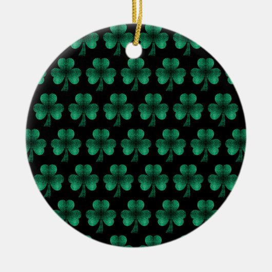 Décoration En Céramique Emerald Green Sparkles Shamrock motif noir (Devant)