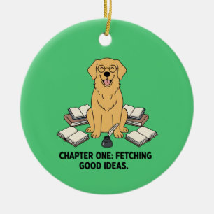 Décoration En Céramique Émeraude Verte Amoureux des Livres Golden Retrieve