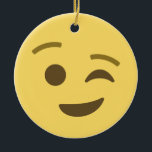 Décoration En Céramique Emoji Winking<br><div class="desc">Emotion du visage en train de couler Ornement. Emoji art Version 2 par EmojiOne. Sous licence Creative Commons (CC-BY 4.0).</div>