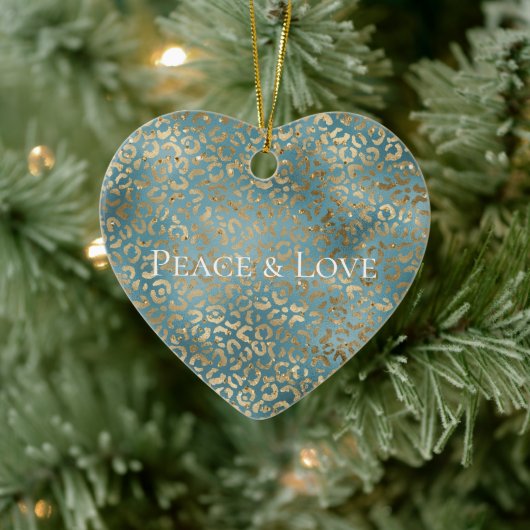 Décoration En Céramique Empreinte de léopard turquoise vert or (Arbre)