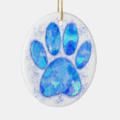 Décoration En Céramique Empreinte de patte d'aquarelle bleu (Droite)