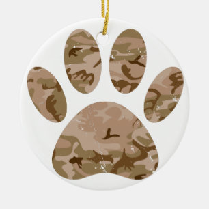 Décoration En Céramique Empreinte de patte en détresse de Camo Dog du dése