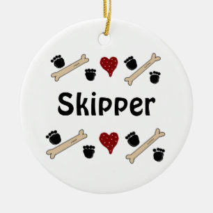 Décoration En Céramique Empreintes de pattes de chiens et os avec nom