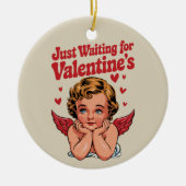 Décoration En Céramique En attendant l'Amour Cupidé Rétro de Saint Valenti (Devant)