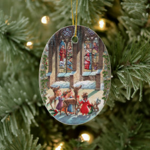 Décoration En Céramique Enfants à la fenêtre de l'église de Noël