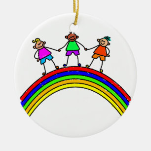 Décoration En Céramique Enfants d'arc-en-ciel