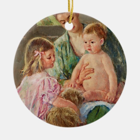 Décoration En Céramique Enfants jouant avec un chien par Mary Cassatt (Devant)