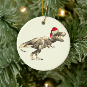 Décoration En Céramique Enfants Noël T-Rex Dinosaure Père Noël
