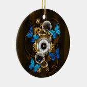 Décoration En Céramique Engrenages à vapeur et papillons bleus (Droite)