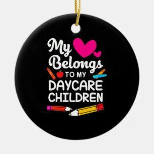 Décoration En Céramique Enseignant Mon Coeur Appartient Aux Enfants