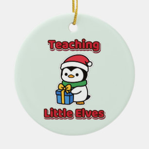 Décoration En Céramique Enseignant Petits Elfes Noël Professeur