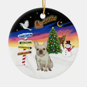 Décoration En Céramique Enseignes de Noël - Bouledogue français fauve #1