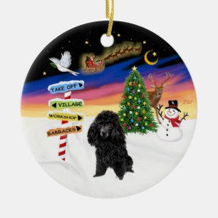 Décoration En Céramique Enseignes de Noël - Caniche jouet noir