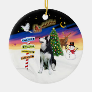 Décoration En Céramique Enseignes de Noël - Husky sibérien #1