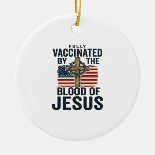 Décoration En Céramique Entièrement vacciné par le sang de Jésus Patriotiq