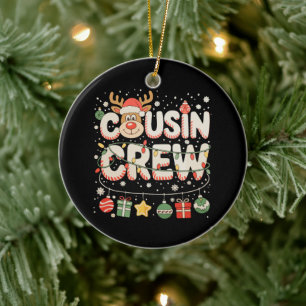 Décoration En Céramique Équipe de cousins de Noël Renne Correspondant à la