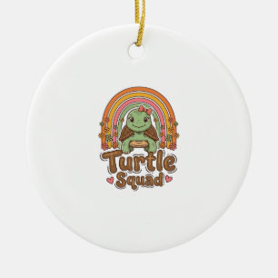 Décoration En Céramique Équipe de tortue mignonne dessin vectoriel floral