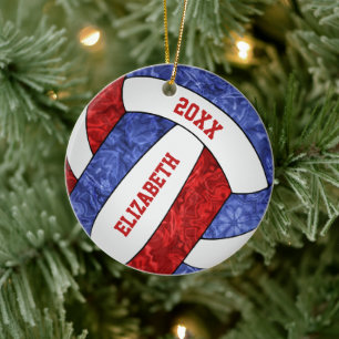 Décoration En Céramique équipe de volley-ball des filles bleu rouge
