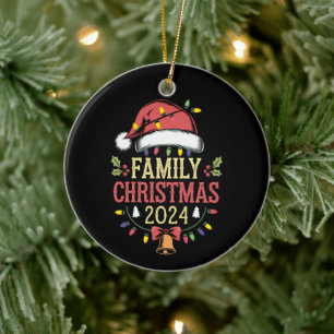 Décoration En Céramique Équipe des costumes de Noël de la famille 2024 Pèr