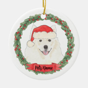 Décoration En Céramique Esquimau américain personnalisé Chien Samoyed Noël