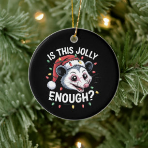 Décoration En Céramique Est-ce assez joyeux ? Noël Opossum Sarcastique