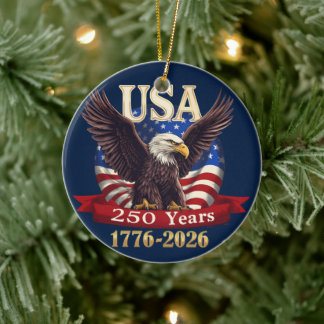 Décoration En Céramique États-Unis 250 Ans 1776-2026 Drapeau Américain Aig