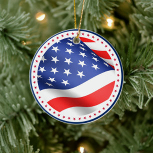 Décoration En Céramique États-Unis Drapeau Étoiles rayures Amérique Patrio