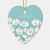 Décoration En Céramique Été Blanc Fleurs Cosmos Nom personnalisé (Gauche)