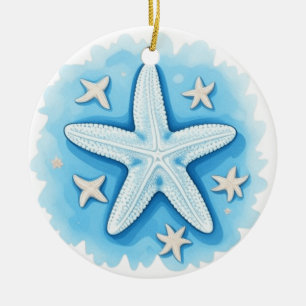 Décoration En Céramique Étoile de mer en bleu