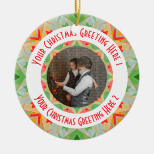 Décoration En Céramique Étoile de Noël personnalisée Joyeux voeux photo ve
