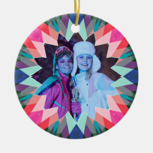 Décoration En Céramique Étoile de Noël personnalisée rose bleu cadeau phot