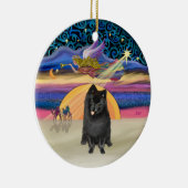 Décoration En Céramique Étoile de Noël - Poméranien noir (Droite)