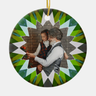 Décoration En Céramique Étoile de Noël verte personnalisée avec photo de f