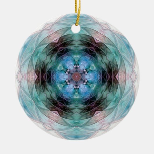 Décoration En Céramique Étoile fleurie bleu vert rose motif (Devant)