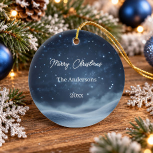Décoration En Céramique Étoiles célestes bleues de minuit Noël