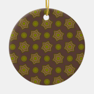 Décoration En Céramique Étoiles et cercles en brun et vert