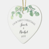 Décoration En Céramique Eucalyptus Verdure Premier Noël Marié (Gauche)