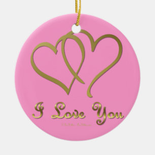 Décoration En Céramique Eventré Gold Hearts i Love You