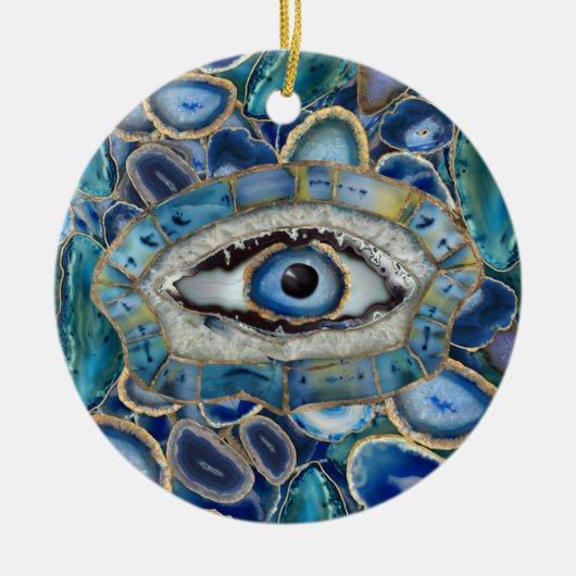 Décoration En Céramique Evil Eye Amulet Blue Geodes and Crystals (Devant)
