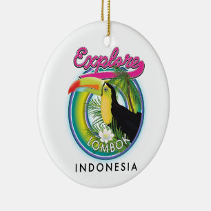 Décoration En Céramique Explorer Lombok Indonésie logo Carte postale