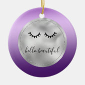 Décoration En Céramique Eyelashes noirs violets d'argent glam (Devant)