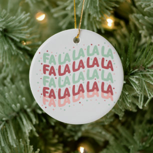 Décoration En Céramique Fa La La La La Typographie Pastel Enjouée Noël