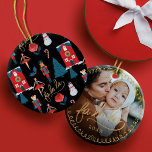 Décoration En Céramique Fa La Nutcracker Caractère de Noël Famille Photo<br><div class="desc">Beau, fantaisie et magique ornement photo de Noël. Nous avons peint à la main toutes les illustrations et la typographie que vous voyez dans cet ornement photo de vacances. Notre design présente nos beaux personnages de Noël de créateurs de noix de noix. les mots "Fa La" sont dessinés à la...</div>