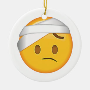 Décoration En Céramique Face Avec Tête Bandage - Emoji
