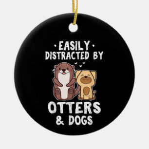 Décoration En Céramique Facilement Distrait Par Les Loutres Et Les Chiens