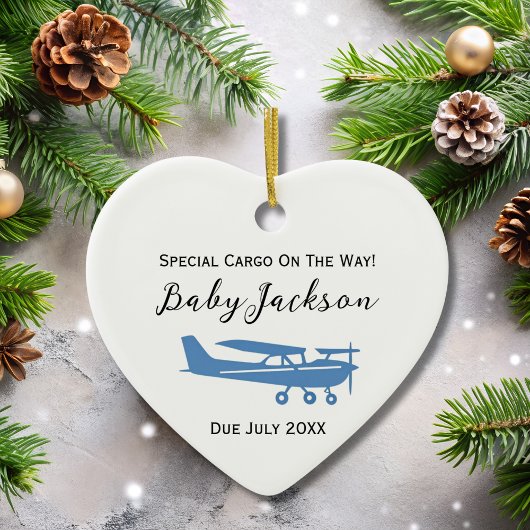 Décoration En Céramique Faire-part de grossesse bébé photo Cessna Noël