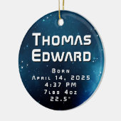 Décoration En Céramique Faire-part de naissance spatial bleu profond céles (Gauche)