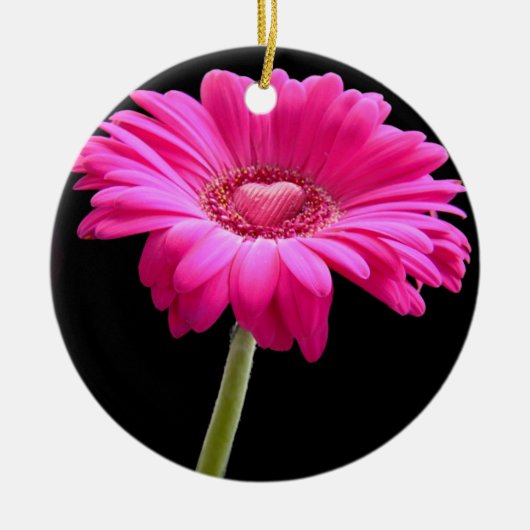 Décoration En Céramique Faisée de Gerbera rose chaud (Devant)